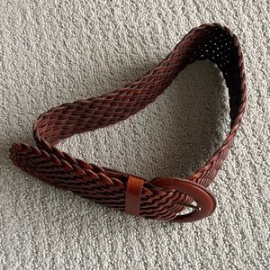 Nordstrom Women's Braided Leather Belt - Rich Brown
